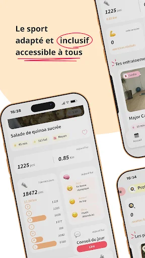Kunto: Nutrition Sport Adapté ڈاؤن لوڈ کریں – فٹنس اور باڈی بلڈنگ ایپ - Screenshot 1