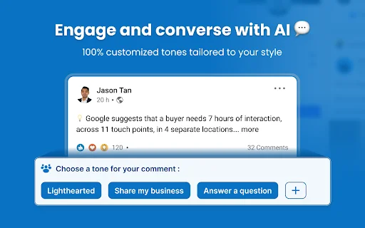 Engage AI – LinkedIn پر ChatGPT کے ساتھ کمنٹس لکھیں اور نیٹ ورکنگ بڑھائیں - Screenshot 2