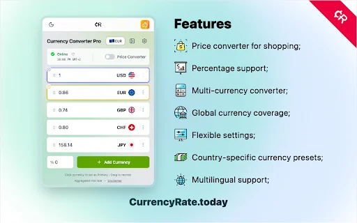 Currency Converter PRO ڈاؤن لوڈ کریں – آن لائن خریداری اور سفر کے لیے بہترین - Screenshot 1