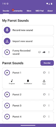 Parrot Sounds ڈاؤن لوڈ کریں – طوطوں کی دلکش آوازیں فری حاصل کریں - Screenshot 1