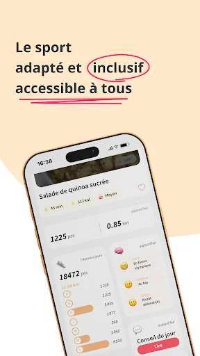 Kunto: Nutrition Sport Adapté ڈاؤن لوڈ کریں – فٹنس اور باڈی بلڈنگ ایپ - Screenshot 8