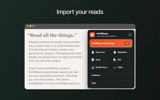 SwiftRead ڈاؤن لوڈ کریں – تیز رفتار مطالعہ اور سیکھنے کے لیے بہترین ٹول - Screenshot 4