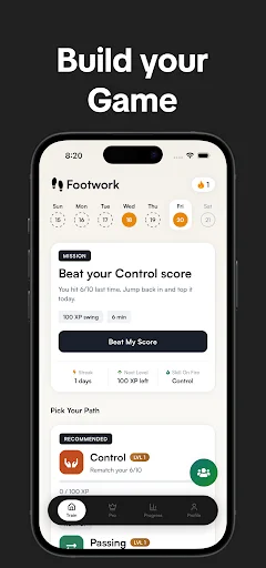 Footwork فٹ بال ٹریننگ ایپ ڈاؤن لوڈ کریں – پروفیشنل کوچنگ مفت - Screenshot 1