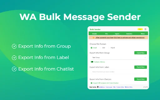 WA Bulk Message Sender ڈاؤن لوڈ کریں – واٹس ایپ مارکیٹنگ ٹول - Screenshot 2