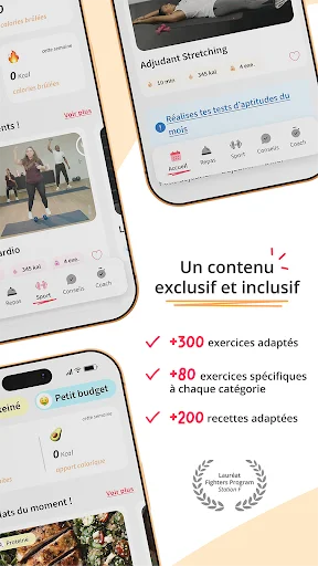 Kunto: Nutrition Sport Adapté ڈاؤن لوڈ کریں – فٹنس اور باڈی بلڈنگ ایپ - Screenshot 2