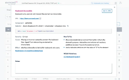 Evinced Flow Analyzer ڈاؤن لوڈ کریں – ویب ایکسیسبیلٹی ٹیسٹنگ - Screenshot 4