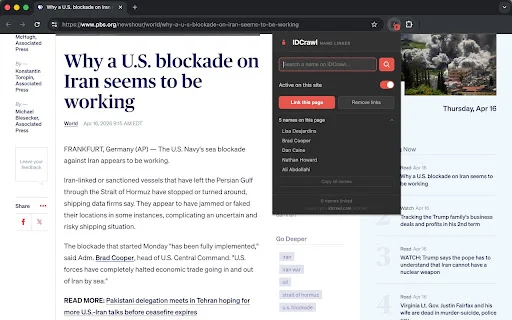 IDCrawl Name Linker ڈاؤن لوڈ کریں – ویب براؤزنگ کے دوران نام تلاش کریں - Screenshot 1