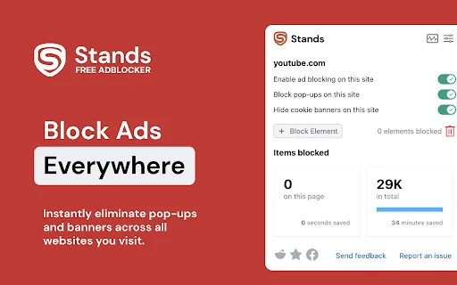 Stands AdBlocker ڈاؤن لوڈ کریں – یوٹیوب اور ویب سائٹس کے لیے بہترین فری ایڈ بلاکر - Screenshot 1