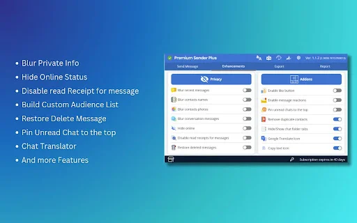 Premium Sender Plus ڈاؤن لوڈ کریں – واٹس ایپ کے لیے بہترین میسجنگ ٹول - Screenshot 2