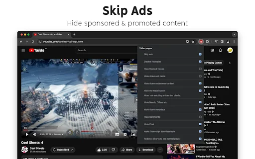 Control Panel for YouTube ڈاؤن لوڈ کریں – اشتہارات ہٹائیں اور کنٹرول حاصل کریں - Screenshot 2