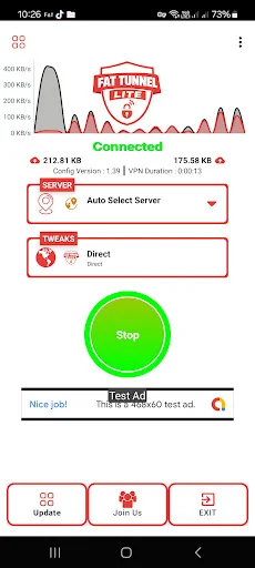 Fat Tunnel Lite ڈاؤن لوڈ کریں – تیز اور محفوظ VPN - Screenshot 1