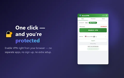 AnonVPN ڈاؤن لوڈ کریں – Chrome کے لیے تیز اور مفت VPN - Screenshot 1