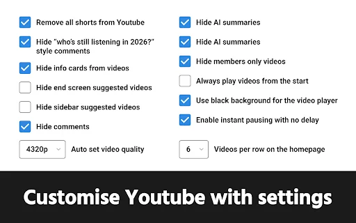 GoodTube: YouTube کے لیے بہترین Adblock اور Shorts ہٹانے والی ایکسٹینشن - Screenshot 5