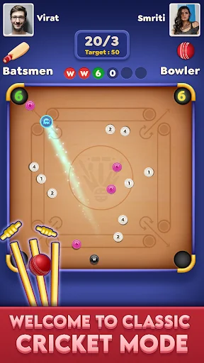 Carrom Cricket ڈاؤن لوڈ کریں – بہترین کیرم اور ڈسک پول گیم - Screenshot 1