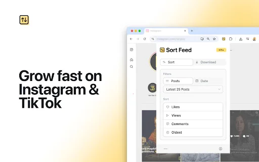 Sort Feed ڈاؤن لوڈ کریں – Instagram اور TikTok کے لیے بہترین ٹول - Screenshot 1