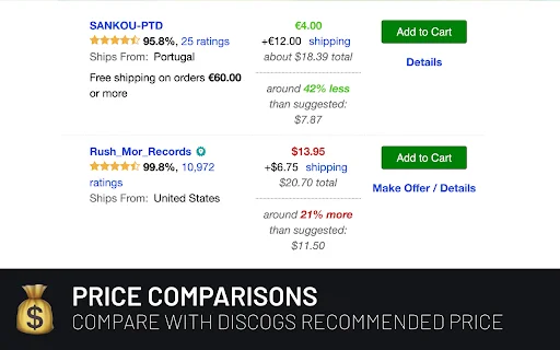 Discogs Enhancer ڈاؤن لوڈ کریں – ونائل کلیکشن اور مارکیٹ پلیس ٹولز - Screenshot 3