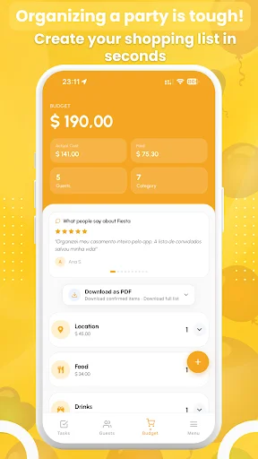 Fiesta: Party Invitation Plan ڈاؤن لوڈ کریں – دعوت نامے اور RSVP - Screenshot 2
