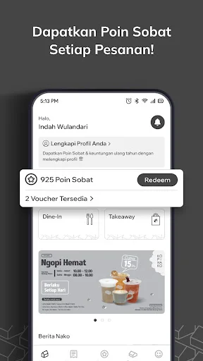 Kopi Nako ڈاؤن لوڈ کریں – کافی آرڈر کریں اور خصوصی پیشکشیں حاصل کریں - Screenshot 5