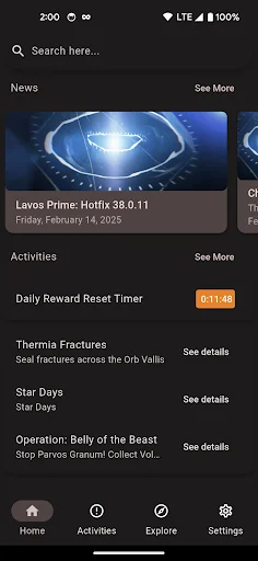 Cephalon Navis – Warframe Hub ایپ ڈاؤن لوڈ کریں – Warframe ٹریکر - Screenshot 1