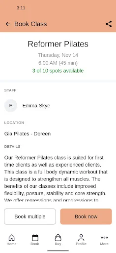 Gia Pilates ایپ ڈاؤن لوڈ کریں – فٹنس کلاسز کی بکنگ اب آسان - Screenshot 3
