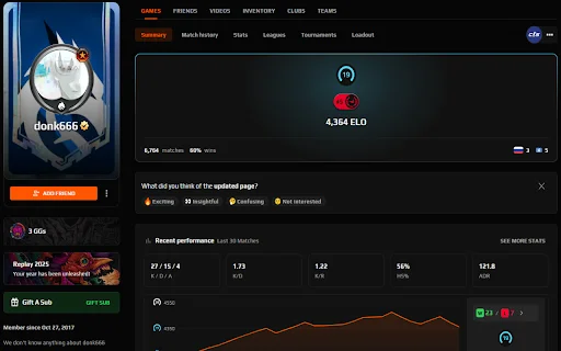 FACEIT FORECAST ڈاؤن لوڈ کریں – Faceit کے لیے بہترین سٹیٹس ایکسٹینشن - Screenshot 3
