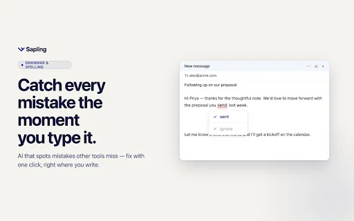 Sapling Grammar Checker ڈاؤن لوڈ کریں – بہترین AI رائٹنگ اسسٹنٹ - Screenshot 1