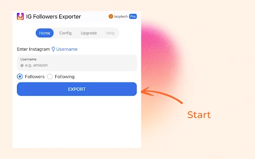 IG Followers Exporter ڈاؤن لوڈ کریں – انسٹاگرام ڈیٹا ایکسپورٹ کریں - Screenshot 1