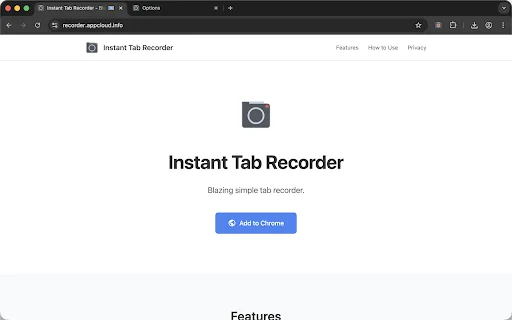 Instant Tab Recorder ڈاؤن لوڈ کریں – Chrome کے لیے بہترین اسکرین ریکارڈر - Screenshot 1