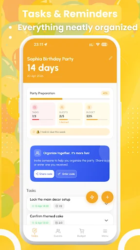 Fiesta: Party Invitation Plan ڈاؤن لوڈ کریں – دعوت نامے اور RSVP - Screenshot 3