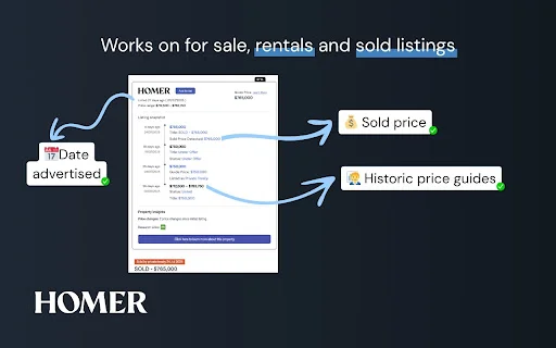 Homer Chrome Extension ڈاؤن لوڈ کریں – آسٹریلیا میں پراپرٹی کی خفیہ معلومات حاصل کریں - Screenshot 3