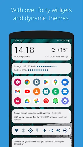 AIO Launcher ڈاؤن لوڈ کریں – اینڈرائیڈ کے لیے بہترین کسٹمائز ایبل لانچر - Screenshot 3