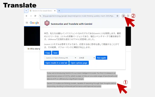 Summarize and Translate with Gemini ڈاؤن لوڈ کریں – ویب خلاصہ اور ترجمہ - Screenshot 3