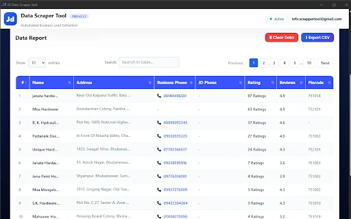 JD Data Scrapper Tool ڈاؤن لوڈ کریں – خودکار بزنس ڈیٹا ایکسٹریکشن - Screenshot 1