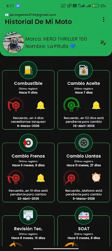 Historial Moto Mantenimiento ڈاؤن لوڈ کریں – موٹر سائیکل کی دیکھ بھال - Screenshot 6